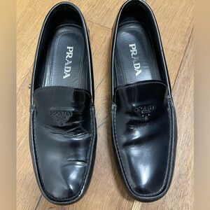 Prada Black Patent Saffiano Loafers